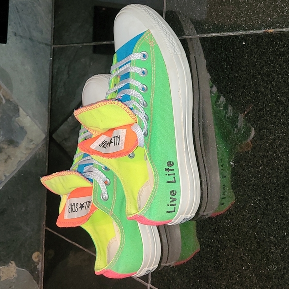 💚💛Neon Converse All Star double tongue💚💛 - Picture 3 of 11